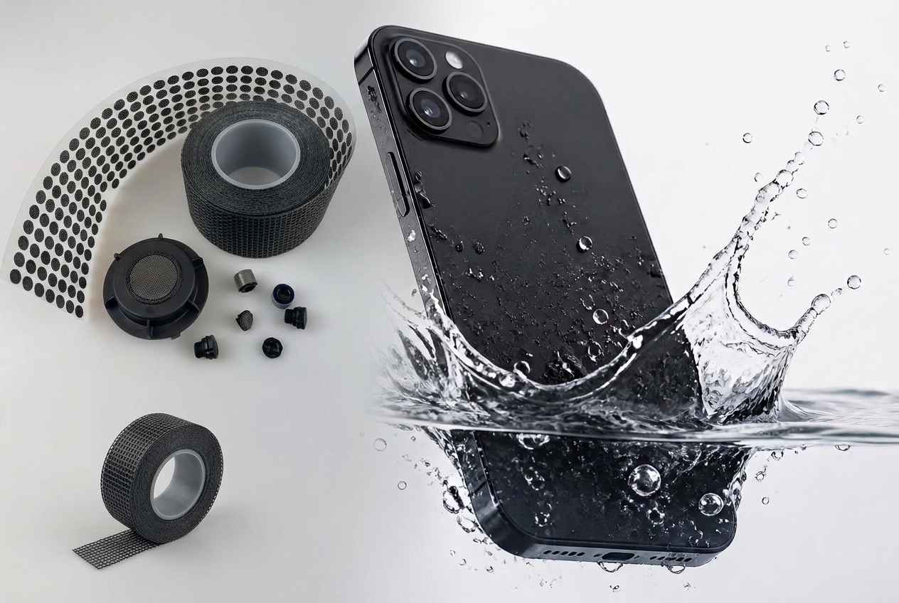 SELENE acoustic vent — precision mesh membrane assembly for portable electronics
